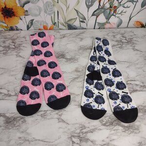 Dog Print Unisex Crew Socks Set of‎ 2 Pairs Multicolor